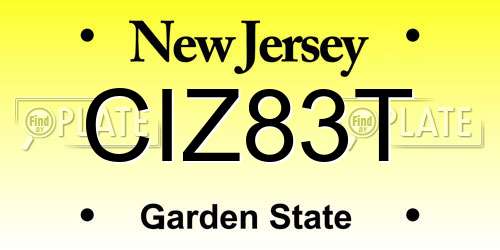 CIZ83T New Jersey License Plate