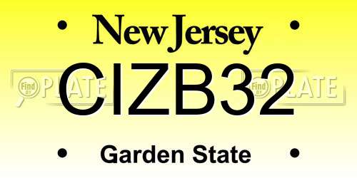 CIZB32 New Jersey License Plate