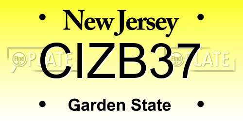 CIZB37 New Jersey License Plate