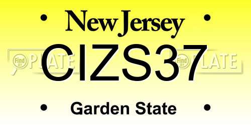 CIZS37 New Jersey License Plate