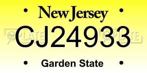 CJ24933 New Jersey License Plate