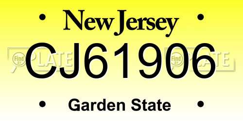CJ61906 New Jersey License Plate