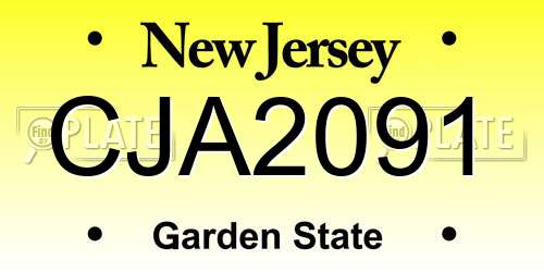CJA2091 New Jersey License Plate
