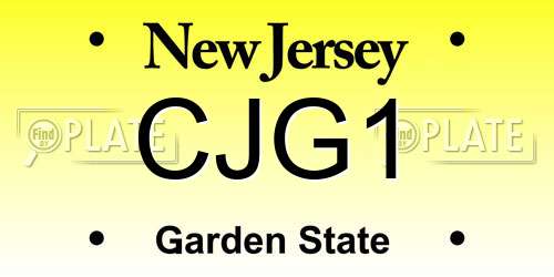 CJG1 New Jersey License Plate