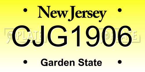 CJG1906 New Jersey License Plate