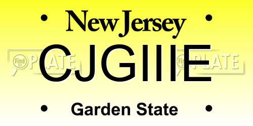 CJGIIIE New Jersey License Plate