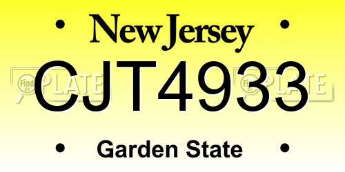 CJT4933 New Jersey License Plate