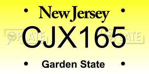 CJX165 New Jersey License Plate