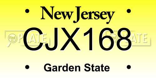 CJX168 New Jersey License Plate