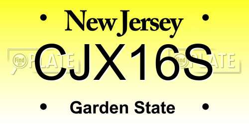 CJX16S New Jersey License Plate