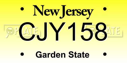 CJY158 New Jersey License Plate