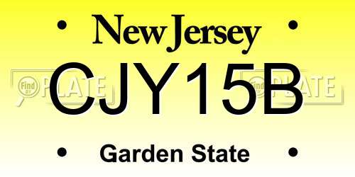 CJY15B New Jersey License Plate
