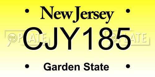 CJY185 New Jersey License Plate