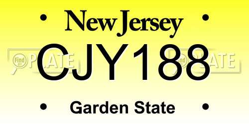 CJY188 New Jersey License Plate