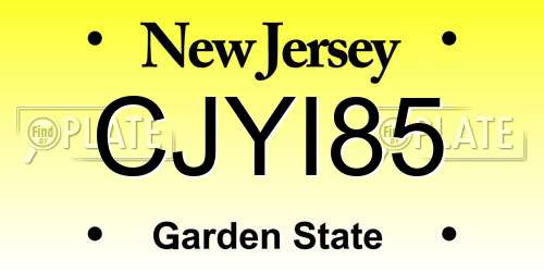 CJYI85 New Jersey License Plate