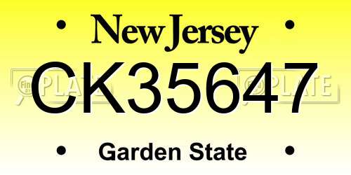 CK35647 New Jersey License Plate