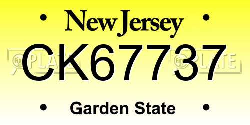 CK67737 New Jersey License Plate