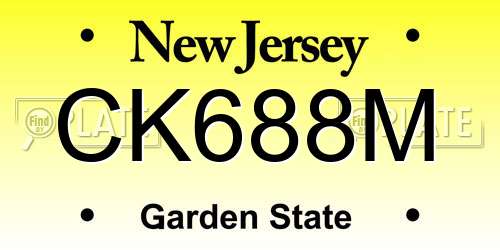 CK688M New Jersey License Plate