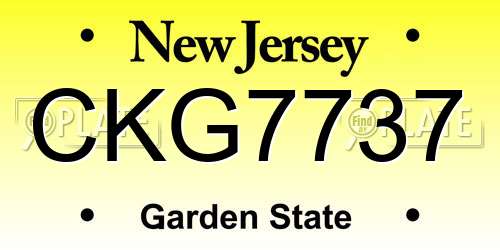 CKG7737 New Jersey License Plate