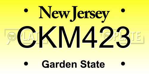CKM423 New Jersey License Plate