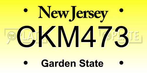 CKM473 New Jersey License Plate