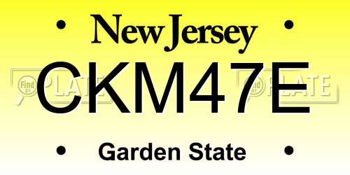 CKM47E New Jersey License Plate