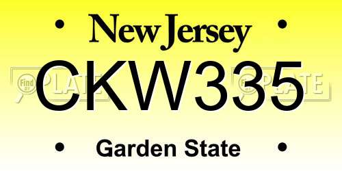 CKW335 New Jersey License Plate