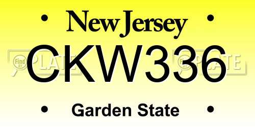CKW336 New Jersey License Plate