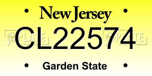 CL22574 New Jersey License Plate