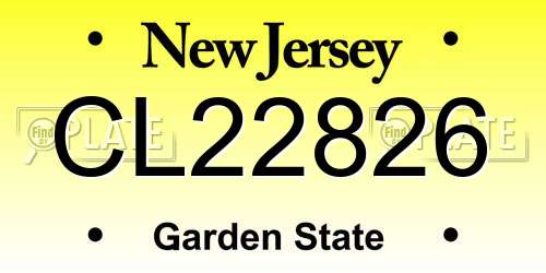 CL22826 New Jersey License Plate