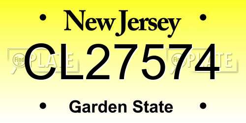 CL27574 New Jersey License Plate