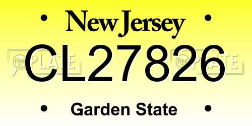 CL27826 New Jersey License Plate