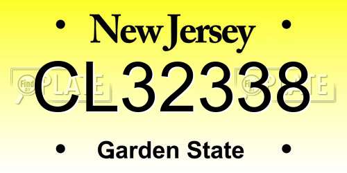CL32338 New Jersey License Plate