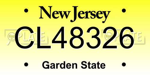 CL48326 New Jersey License Plate