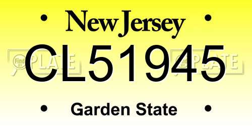 CL51945 New Jersey License Plate