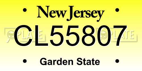 CL55807 New Jersey License Plate