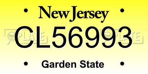 CL56993 New Jersey License Plate