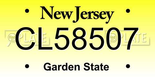 CL58507 New Jersey License Plate