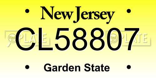 CL58807 New Jersey License Plate