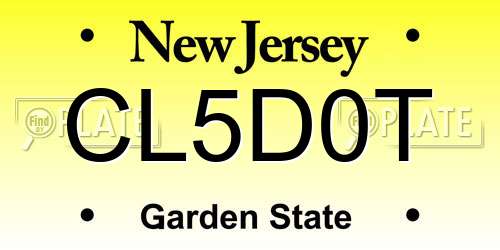 CL5D0T New Jersey License Plate