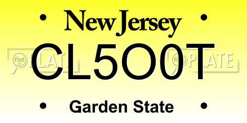 CL5O0T New Jersey License Plate