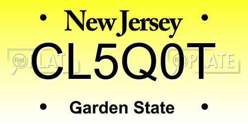 CL5Q0T New Jersey License Plate