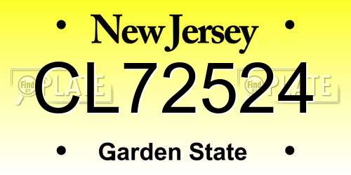 CL72524 New Jersey License Plate