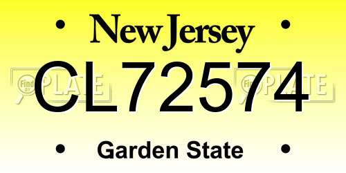 CL72574 New Jersey License Plate