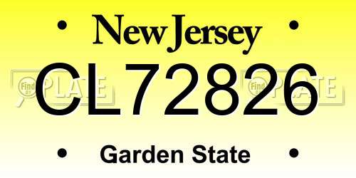 CL72826 New Jersey License Plate