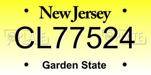 CL77524 New Jersey License Plate