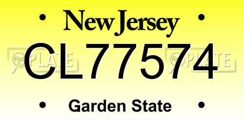 CL77574 New Jersey License Plate