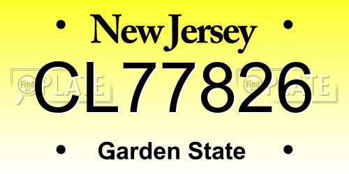 CL77826 New Jersey License Plate