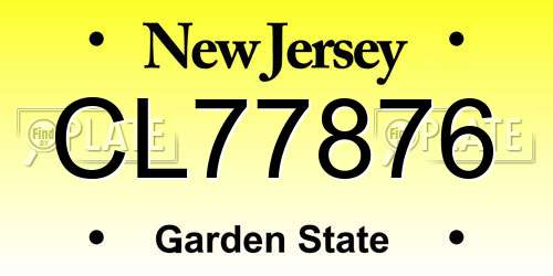 CL77876 New Jersey License Plate