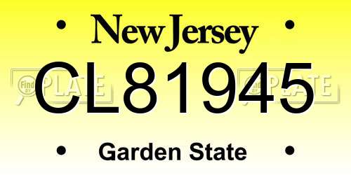 CL81945 New Jersey License Plate